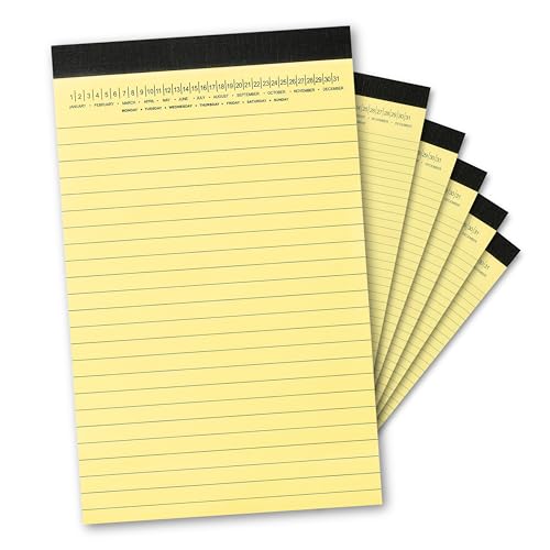 Mymazn Small Legal Pads 5 x 8 Inch, Yellow Writing Pads with Date on Top, 6 Pack, 30 Sheets Each, Micro-Perforated, No-Bleed Paper for Office, School,Notes, Journaling - color: 5×8inch-6pack-30sheet
