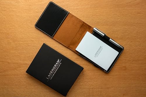 LaserGram Mini Padfolio with Notepad and Pen, Music Staff, Personalized Engraving Included (Black with Silver) - color: Black With Silver