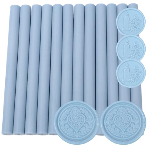 Dusty Blue Wax Sealing Sticks, 12 Pcs Glue Gun Wax Seal Sticks for Seal Stamp Set Suit to 0.43'' Glue Gun Great for Wedding Invitation, Cards, Envelopes, Christmas Ideas (Dust Blue) - color: Dust Blue