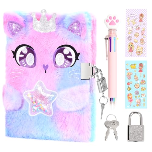 Cat Diary with Lock, Secret Journal for Girls Ages 4-12 - style: Cat