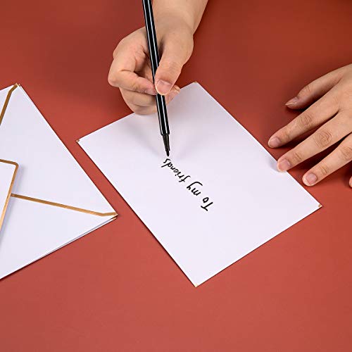 50 Pack A6 Envelopes White 4x6 with Gold Border, 4.75x6.5 - color: White, size: A6 (4.75x6.5)