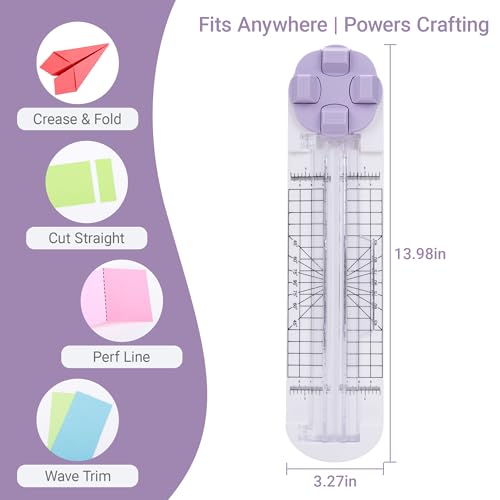 4-in-1 Rotary Paper Trimmer, 9 Inch, 360-Degree Head, Purple - color: Purple