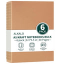 6 Pack A5 Grid Kraft Notebooks Bulk, 8.3x5.5 Inches, Journaling Notebooks - color: Brown, style: Brown-6-Grid