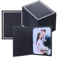 100 Pcs Photo Folders for 4x6 or 5x7 Pictures,Paper Picture Frames, Cardboard Greeting Photo Frame Cards for Father's Day,Christmas New Year Wedding Birthday Classroom DIY (Black with Silver Foil) - color: 100CT - Black