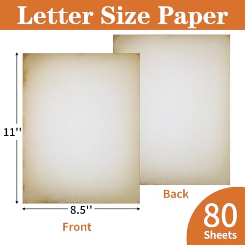 80 Sheets Vintage Paper, 8.5"x11" Letter Size Printer Parchment Paper - style: Classic-B