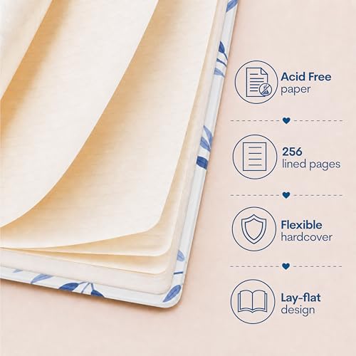WORLD TRAVELER Eccolo A5 Lined Journal 256 Ivory Pages Lay Flat 6x8 - color: Watercolor Foliage