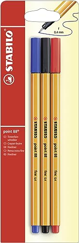 STABILO fineliner point 88 - color: Red, Blue, Black, size: 1 Count (Pack of 1)