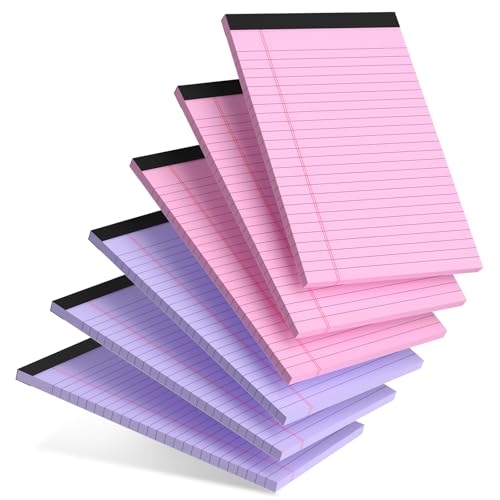 AILZFEI Pink Purple Small Legal Pad 5 x 8 College Ruled Color Legal Pads Paper Notepads 6 Pack Sturdy Back Writing Pads 5 x 8 Note Pads Perforated Narrow Ruled Pads of Paper - color: Pink & Purple