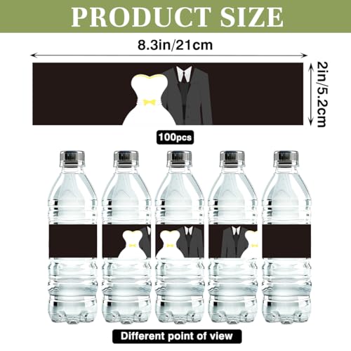 100 Pcs Wedding Water Bottle Labels Suit Dress Pattern Water Bottle Labels Sticker for Party Decoration Table Decoration Supplies Wedding Ideas for Daughter Son fiancée - color: Wedding