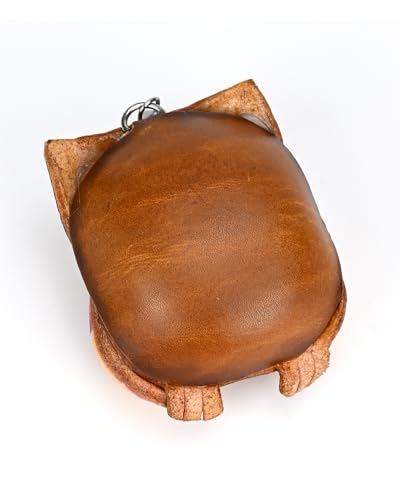 Leather Keychain Vintage Handmade Key Chain Purse Charm Gift for Women Girl - color: Owl