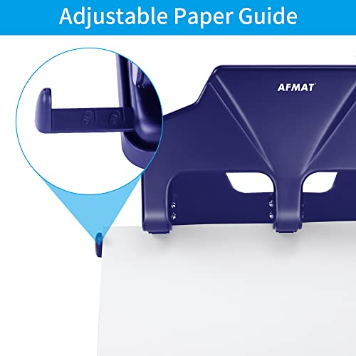 AFMAT 3 Hole Punch Heavy Duty, 40-Sheet Three Hole Punch, 50% Reduced Effort, 3 Hole Puncher for Binder w/Large Chip Tray, 9/32" Holes Diameter, Metal Paper Puncher for Home/Office/School, HP15 - color: Blue