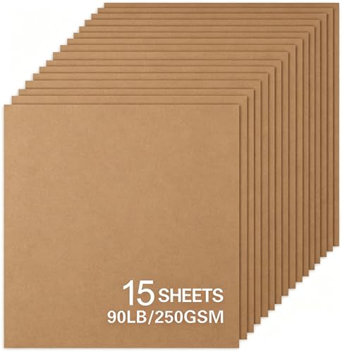 15Sheets Brown Cardstock Paper, 12x12 Kraft Card stock for Cricut, Thick Construction Paper for Card Making, Scrapbooking, Craft 90 lb / 250 gsm - color: Brown