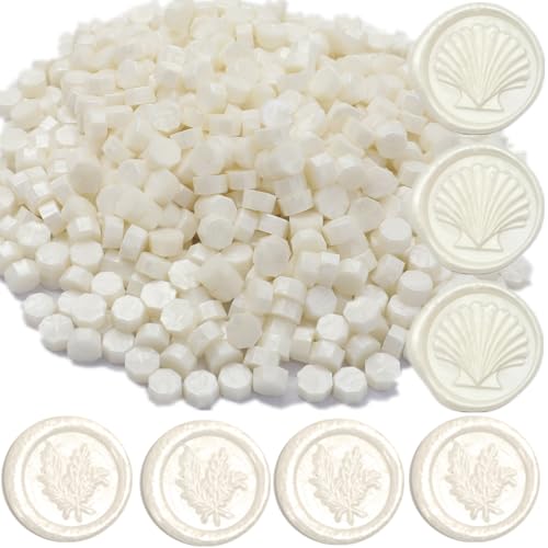 Pearl White Wax Seal Beads, 400Pcs Sealing Wax Beads, Octagon Wax Sealing Beads, Sealing Wax Beads Set for Wax Seal Stamp, Gift Wrapping, Letter Sealing (Pearl White) - color: Pearl White