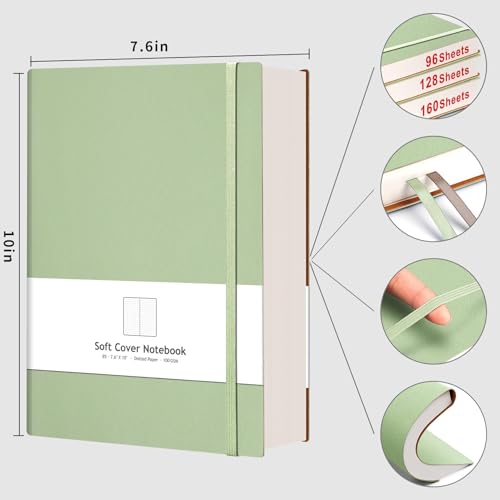 AHGXG Dotted Journal, 320 Pages, B5 (7.6'' X 10'') - color: Light Green, size: B5
