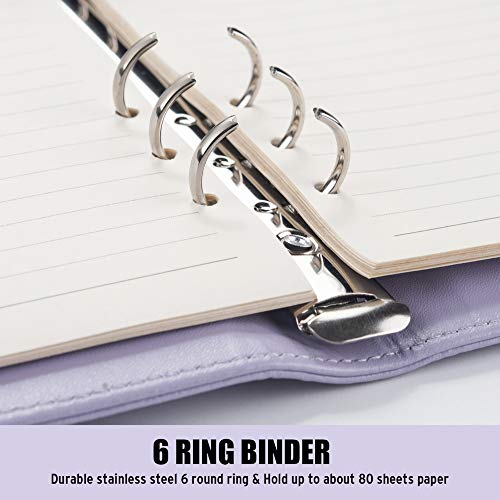 Sooez A5 Notebook Photocard Binder, 6 Ring Planner, Stylish Loose Leaf Personal Organizer Cover with Magnetic Buckle, PU Leather Binder Women with Soft Colors (Yellow) - color: Yellow, size: A5
