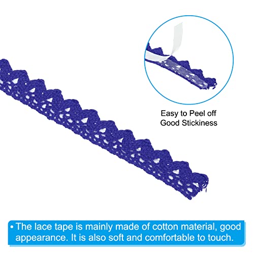 PATIKIL 0.6" Wide 2 Yards Self-Adhesive Lace Tape Lace Ribbon, 3 Pack Cotton Washi Trim Stickers Masking for Craft Scrapbooking DIY Card Making, Sapphire - color: Sapphire