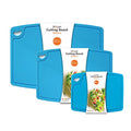 Liflicon Silicone Thick Cutting Boards Mats Set of 3pcs Foldable & Flexible Design Juice Grooves Easy Grip Handle Dishwasher Safe for Kitchen,BPA free Chif-Blue - color: Blue, size: 9.1"L x 7.1"W, 12.6"L x 9.1"W & 14.6"L x 10.4"W