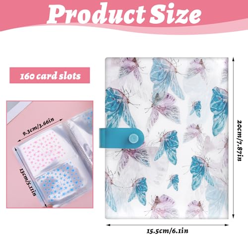 160 Slots Nail Sticker Book Nail Art Sticker Storage Book Nails Stickers Album Nails Art Stickers Organizers for Storage Displaying(Butterfly)