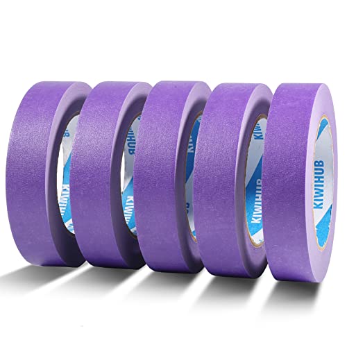 Purple Painters Tape,1" x 60 Yards x 5 Rolls (300 Yards Total) - color: Purple