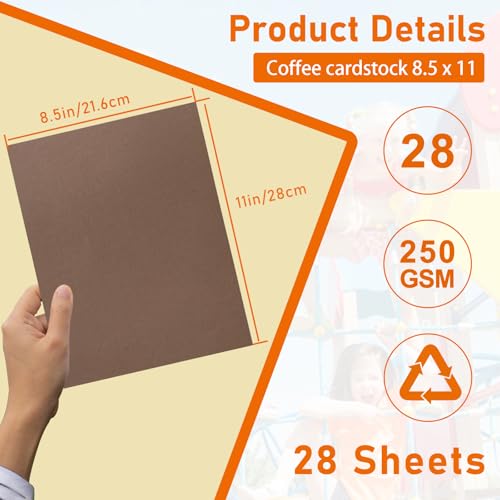 Guakicae 28 Sheets Coffee Color Cardstock 8.5 x 11 Scrapbooking Paper 92lb - color: Coffee, size: 28 Sheets