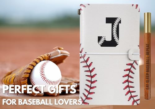 InnoBeta Baseball Gifts for Men Women, Baseball Coach Gifts Journal and Pen Vegan Leather Refillable Notebook, Sketchbook, Travel Diary, 7.8x5 Inches - J - color: J