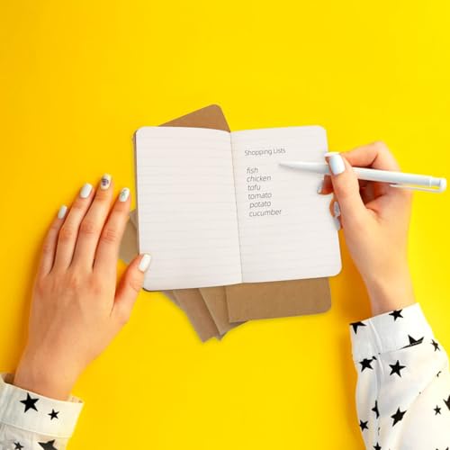 TKYPZY 6 Pack Pocket Notebook Mini Notebooks Bulk 3.94 X 5.5 Inch Small Memo Notepad 30 Sheets 60 Lined Pages Kraft Paper Notebooks with Softcover Brown Cover Mini Journal Bulk Office School Supplies