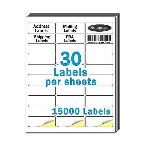 1"x2-5/8"Mailing Address Labels,15000 Sticker Labels(500 Sheets) - size: 1"x2-5/8" Labels (500 Sheets)