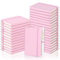Aodaer 50 Sets Pocket Notebook Journal with Pens, 160 Pages, 3.5 x 5.5 Inch Mini Lined Journal Notebook A6 Leather Hardcover College Ruled Notepad with Pen Holder for School Office Gifts, Pink - color: Pink