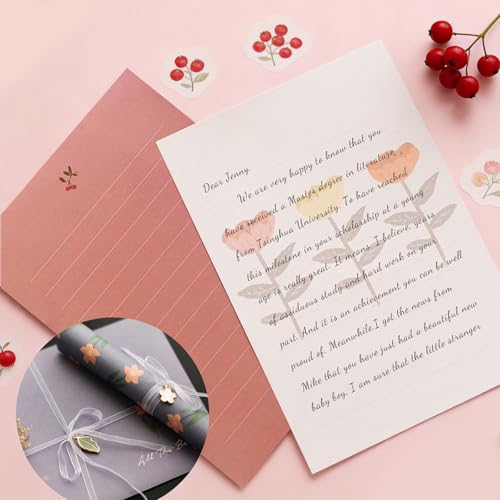 72 Pcs Stationery Paper Envelopes Set Lovely Floral (6Style) | Includes 24 Lined Writing Paper & 12 Envelopes, Cute Letter Writing Stationary Paper Envelopes Kit for Girls Office School - color: Flower