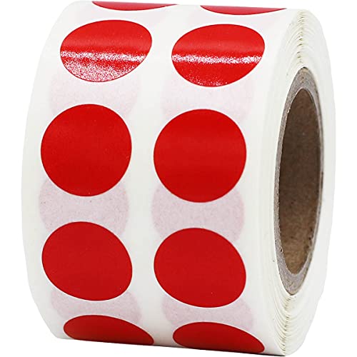Red 1/2" Inch Transparent Color Coding Labels, 1,000 Total Adhesive Stickers On A Roll, Ideal for Planners, Journals, Mailing Seals and Crafting Ideas - color: Red