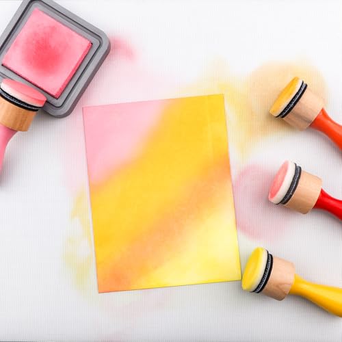 26 Pcs/Sets Ink Blending Tool Sets, Include 2 Pcs Round Ink Mini Applicator Tools and 24 Pcs Replacement Refill Foam Pads for Drawing Distressing Blending Scrapbooking & Stamping Supplies (Orange) - color: Orange