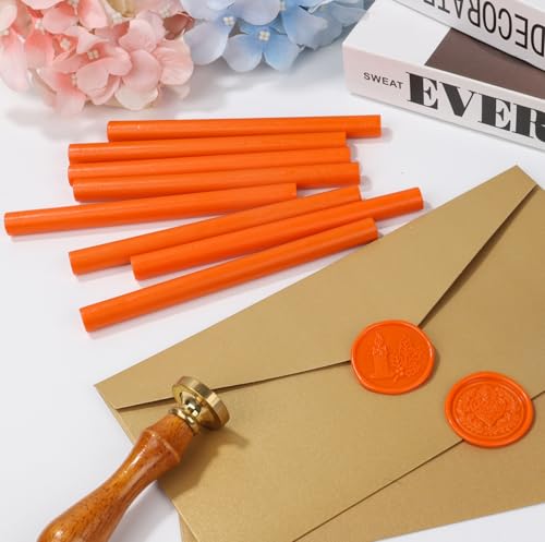 12 Pcs Glue Gun Wax Seal Sticks for Seal Stamp, Vintage Sealing Wax Sticks Set Suit to 0.43'' Standard Glue Gun Great for Wedding Invitation, Cards, Envelopes, Christmas Ideas (Orange Yellow) - color: Orange Yellow
