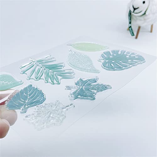 Spring 8pcs Summer Autumn Foliage Leaves Clear Stamps for Card Making Decoration DIY Scrapbooking,Summer Leaf Silicone Transparent Seal Clear Stamps for Embossing Album Decor Craft. - color: 8pcs Leaf Leaves Summer Spring
