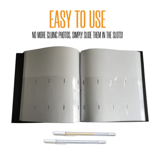 2x6 Photo Strip Album, Black Cover White Pages, 2 Gel Pens - color: B&W, size: 1