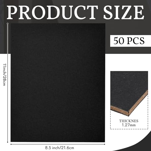 50 Pcs Book Board Chipboard Sheets, 11 x 8.5 Inch, 50 PT, Black - color: Black, size: 11 x 8.5 Inch, 50 PT