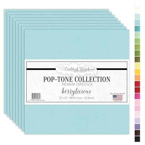 Cardstock Warehouse Pop-Tone Berrylicious Blue Cardstock Paper – 25 Sheets, 12 x 12" - 100lb / 270 GSM Premium Blue Card Stock for Die-cutting, Crafts, Scrapbooking, Card Making and DIY Projects - color: Berrylicious Blue
