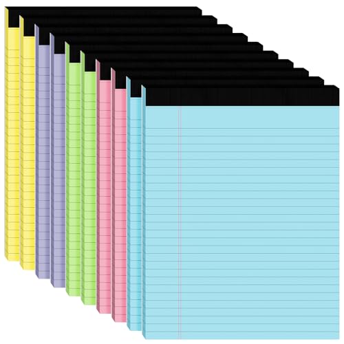10pcs Legal Pads 8.5 x 11, Color Notepads 8.5 x 11 In, Perforate Wide Ruled - color: Blue/Pink/Green/Purple/Yellow