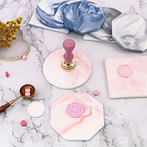 1 Piece Wax Seal Pad Wax Sealing Pad Ceramic Coasters Cup Pad Square Sealing Wax Plate Wax Cooling Demoulding Plate Pad Wax Seal Stamp Cooling Demoulding Plate Pad, Pink