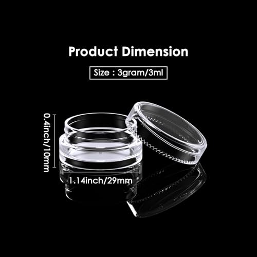 Eternal Moment 50 Pack 3G Sample Containers with Lids Cosmetic Small Jars | Makeup Travel Jars for Cream, Bead, Eye Shadow, Jewelry, Lotions, Powders, Glitters Lip Gloss with Labels,Spatulas (Clear) - color: Clear Lid, size: 0.1 Ounce