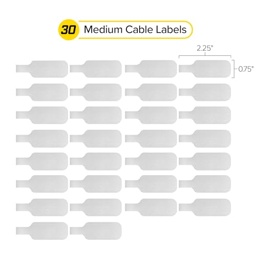 Wrap-It Storage Cable Labels - Medium, White (30-Pack) Write On Cord Labels, Wire Tags for Cable Management and Organizer for Electronics, Computers and More | Write On Cord Labels and Wire Tags for Electronics Cable Management - color: White, size: Mediu