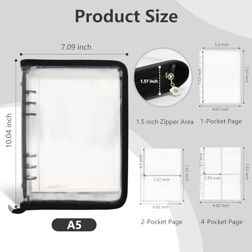 A5 Sticker Storage Organizer Binder Collecting Book Album, Black - color: black