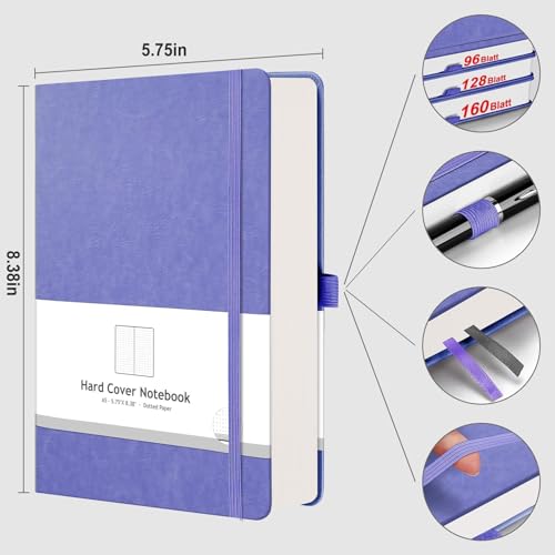 AHGXG Dotted Journal, 320 Pages, A5 (5.75'' × 8.38'') - color: Purple, size: A5