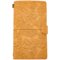 A6 Flower Textured Embossed Journal Traveler Notebook for Women PU Leather Orange Autumn Lace Refillable Writing Notebooks with 3 Style Paper Inside 96 Page Pamphlet Daily Planner Sketchbook - color: Orange