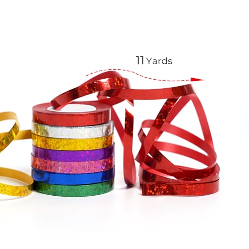 100Pcs 1" Mini Gift Bows and 14 Rolls Curling Ribbon Set, Laser Wraping Bows Ribbons for Gift Wrapping, Party, Festival, Crafting, Wedding - color: Laser, size: 1'' 100 Pcs Gift Bows with 14 rolls Ribbons