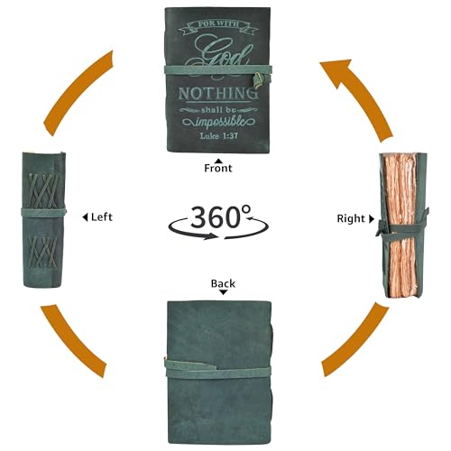 LEATHER VILLAGE Journal Bible Nothing Impossible Verse, Turquoise 10x7. - color: Turquoise, size: 10 inches X 7 inches