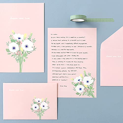 Monolike Flower for you ver.2 Letter Paper and Envelopes Set - 8Type, 32 Letter Paper + 16 Envelopes - color: Flower for you ver.2