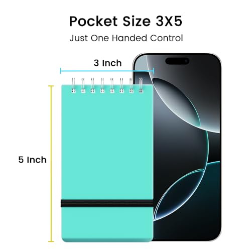 BEYONG Pocket Notebook, Small Mini Spiral Notepad 3x5 | Flex Fit. Quick Notes. - color: Green
