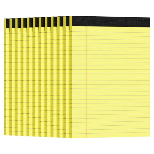 12pcs Legal Pads 8.5 x 11, Yellow Notepads 8.5 x 11 Perforate College Ruled - color: Yellow-12