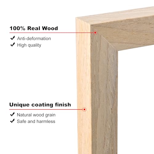 KINLINK 11x11 Picture Frames 4 Pack Natural Solid Wood Square Frames - color: Natural, size: 11x11