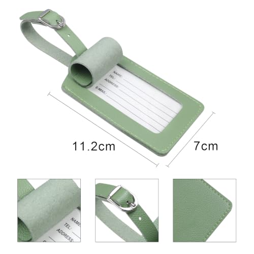 Vigorport Luggage Tags, Leather Personalized Suitcase Tag Set of 4 Pack - color: Avocado Green